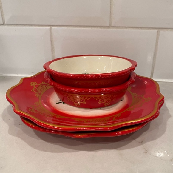 The Pioneer Woman Dessert Plate x 2 Mini Pie Plate x 2 Winter Bouquet dishes - Picture 2 of 6